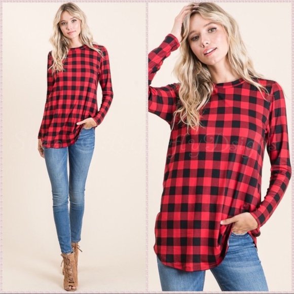 BOGOFREE Butter Soft Buffalo Check Long Sleeve Top - Picture 4 of 16